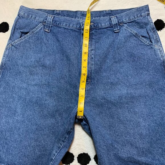 Vintage Y2K Wrangler Denim Carpenter Jorts Baggy Relaxed Fit Cargo Jean Shorts - Picture 9 of 11